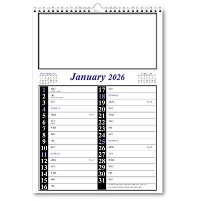 Wire Bound Memo Calendar - Blue and Black