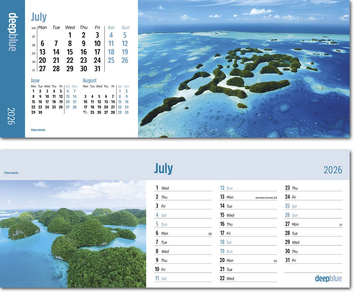 Deep Blue Premium Lined Easel Desk Calendar