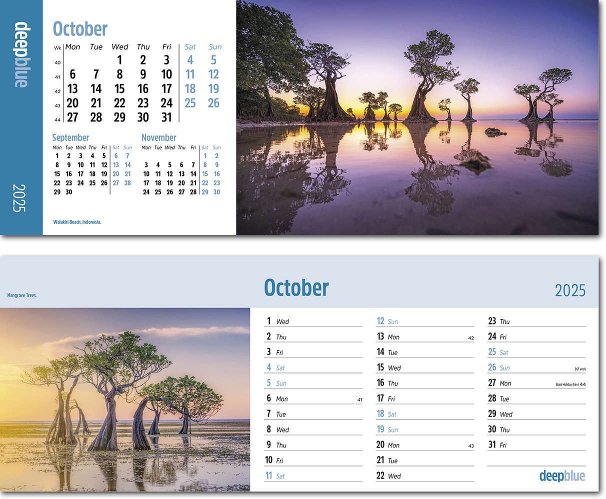 Deep Blue Premium Lined Easel Desk Calendar