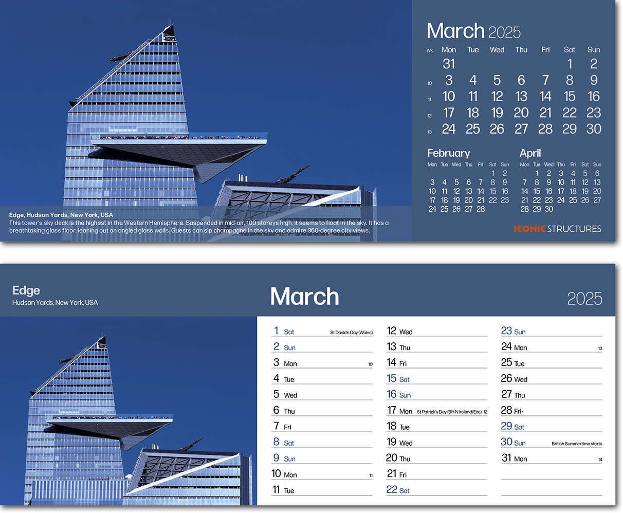 Iconic Structures Premium Lined Easel Desk Calendar