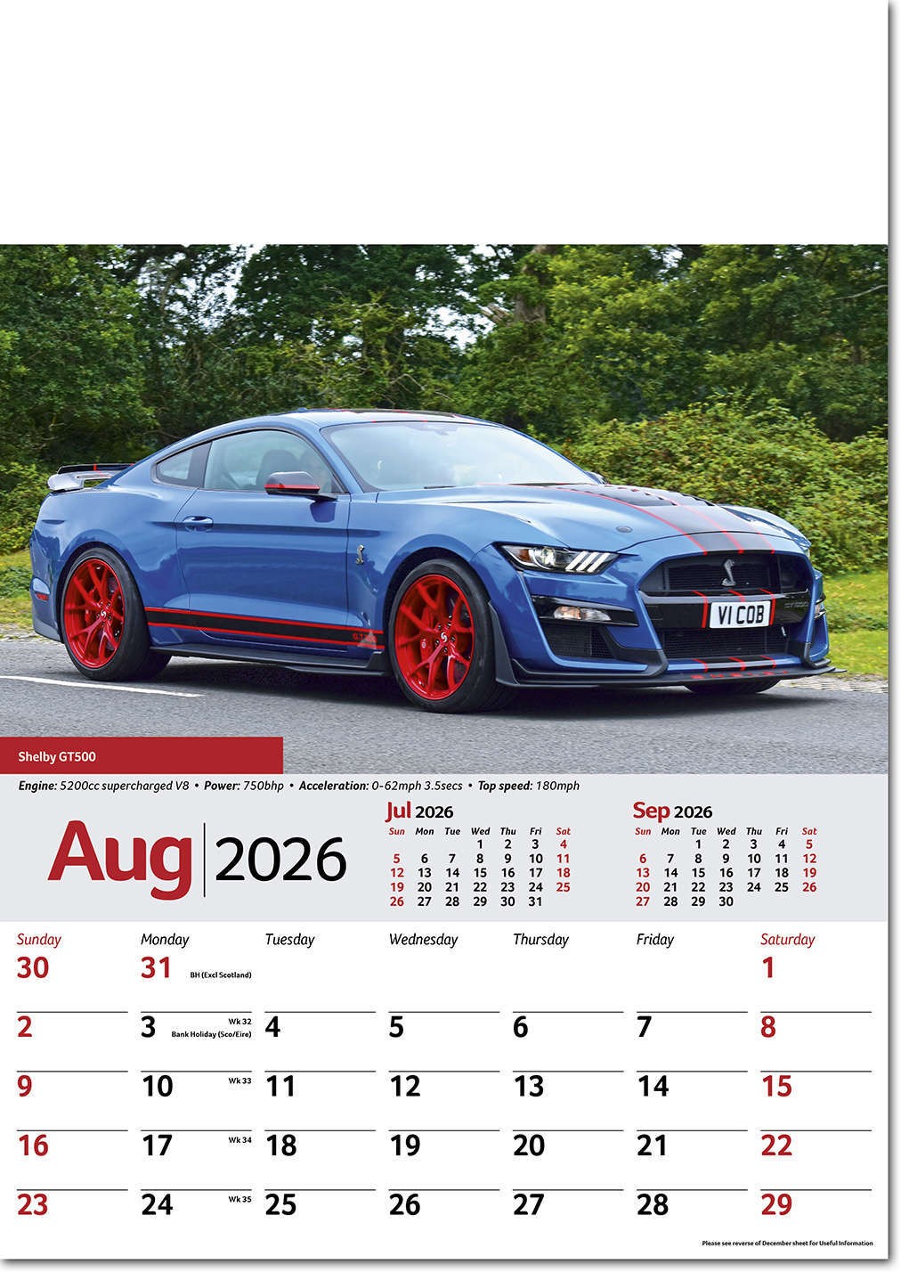 Performance Cars Wall Calendar