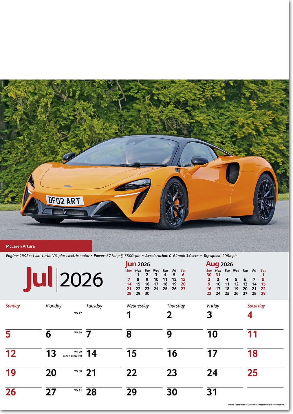 Performance Cars Wall Calendar