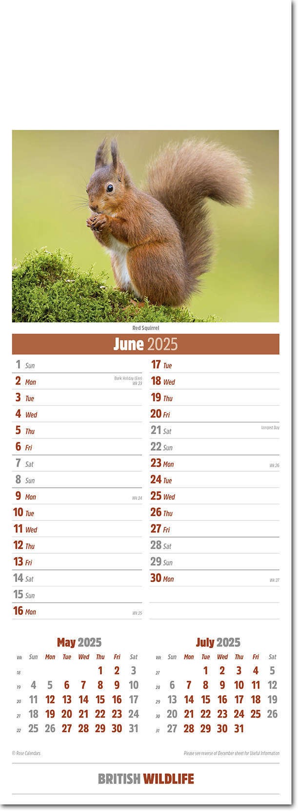 Slimline British Wildlife Calendar