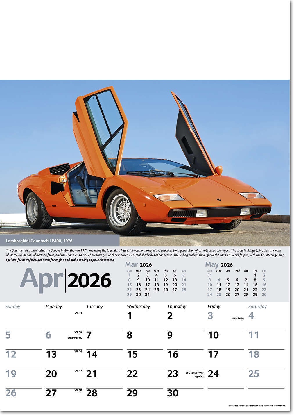 Collectors Cars Calendar