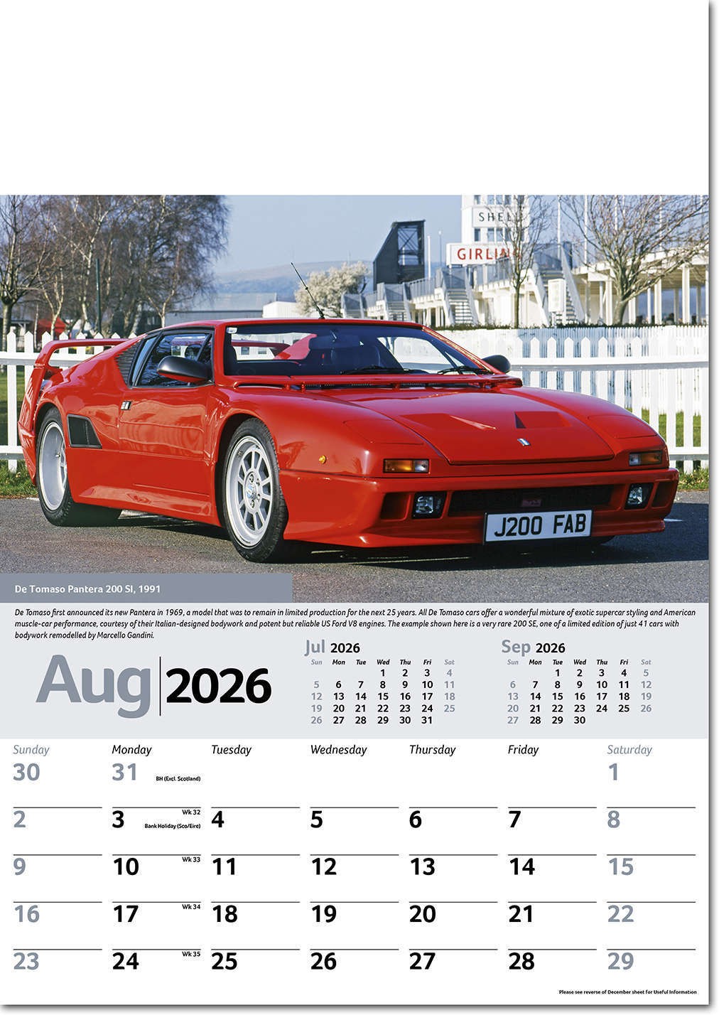 Collectors Cars Calendar